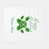 Prettige feestdagen Groene hond huisdier poot snoe Fleece Deken (Voorkant (Horizontaal))