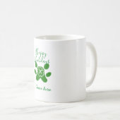 Prettige feestdagen Groene hond huisdier poot snoe Koffiemok (Voorkant rechts)