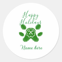 Prettige feestdagen Groene hond huisdier poot snoe Ronde Sticker