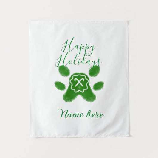 Prettige feestdagen Groene hond huisdier poot snoe Wandkleed (Voorkant)