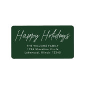 Prettige feestdagen Groene kalligrafie Etiket (Voorkant)