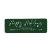 Prettige feestdagen Groene kalligrafie Etiket (Voorkant)