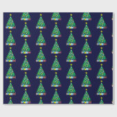 Prettige feestdagen Groene kerstboom: donkerblauw Cadeaupapier (Vlak)