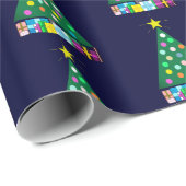 Prettige feestdagen Groene kerstboom: donkerblauw Cadeaupapier (Rol Hoek)