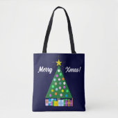 Prettige feestdagen Groene kerstboom: donkerblauw Tote Bag (Voorkant)
