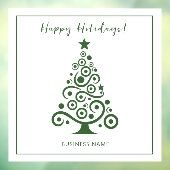 Prettige feestdagen Groene kerstboom op wit Raamsticker (Vel 3)