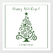 Prettige feestdagen Groene kerstboom op wit Raamsticker (Vel)