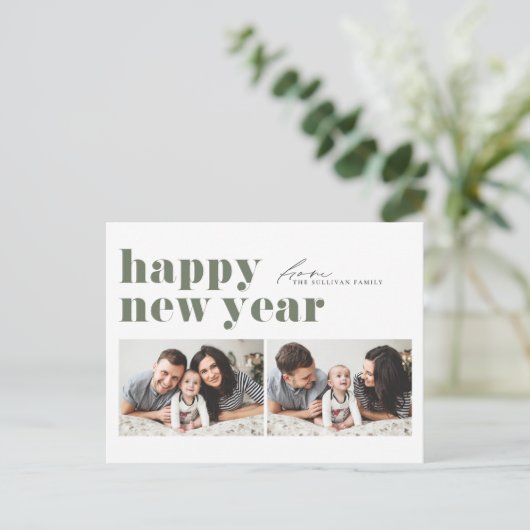 Prettige feestdagen Groene Retro Typografie (Staand voorkant)