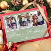 Prettige feestdagen Groene Script Fotocollage Feestdagenkaart