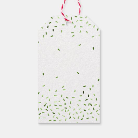 Prettige feestdagen Groene Sprinkles Kerstfeest Cadeaulabel (Achterkant)