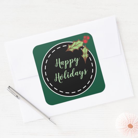 Prettige feestdagen Groene Stickers (Envelop)
