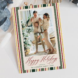 Prettige feestdagen groene strepen Feestdagenkaart