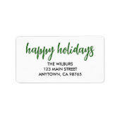 Prettige feestdagen < Groene Typografie Retouradre Etiket (Voorkant)