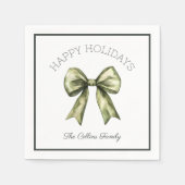 Prettige feestdagen Groene Waterverf Bow Modern Servet (Voorkant)