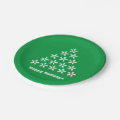 prettige feestdagen groene witte sneeuwstroop papieren bordje (Gekanteld)