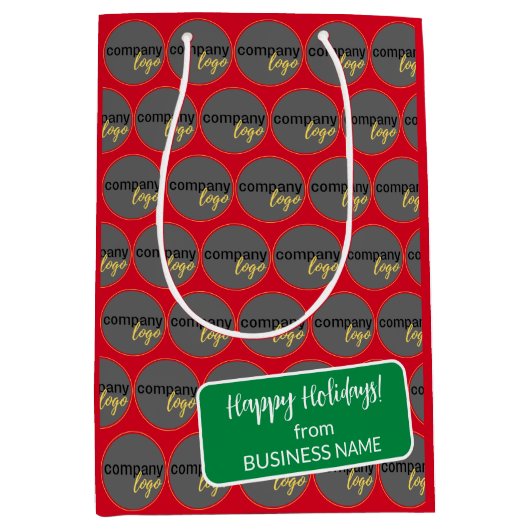 PRETTIGE FEESTDAGEN GROENE ZAKELIJKE LOGO BRANDED MEDIUM CADEAUZAKJE (Voorkant)