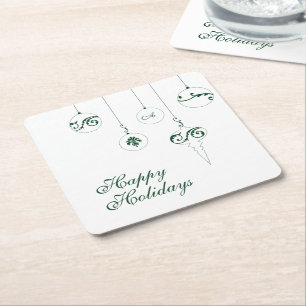 Prettige feestdagen GroenMonogram Bauble-Ornamente Kartonnen Onderzetters