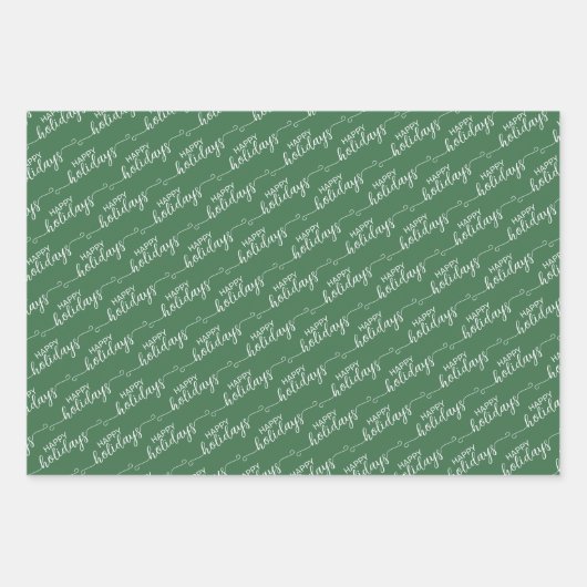 prettige feestdagen groet wil groen en wit inpakpapier vel (Voorkant 3)