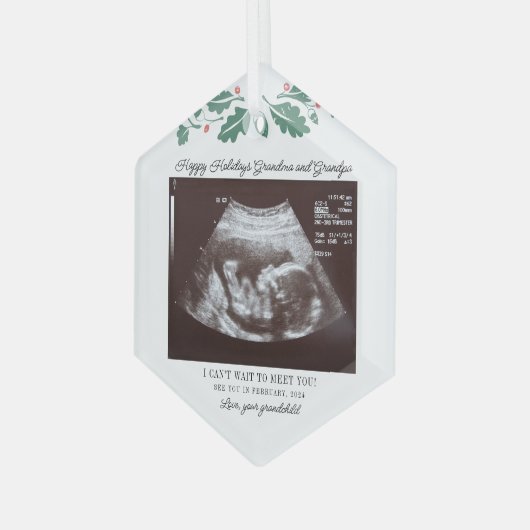 prettige feestdagen grootouders Zwangerschap Ultra Glas Ornament (Voorkant links)