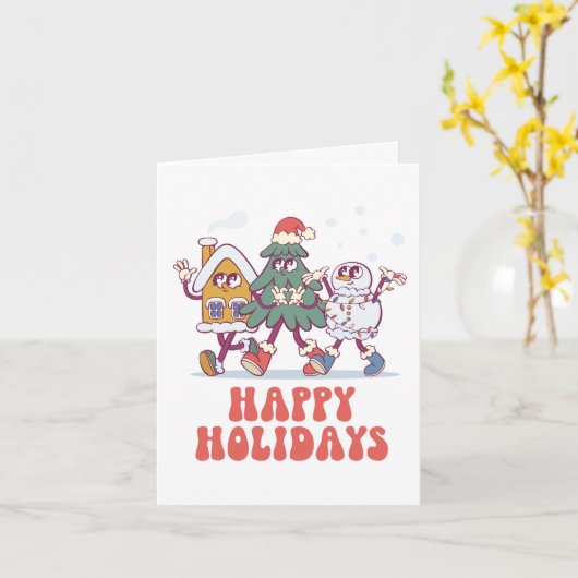 Prettige feestdagen : Groovy Feesttrio Kaart (Gele Bloem)