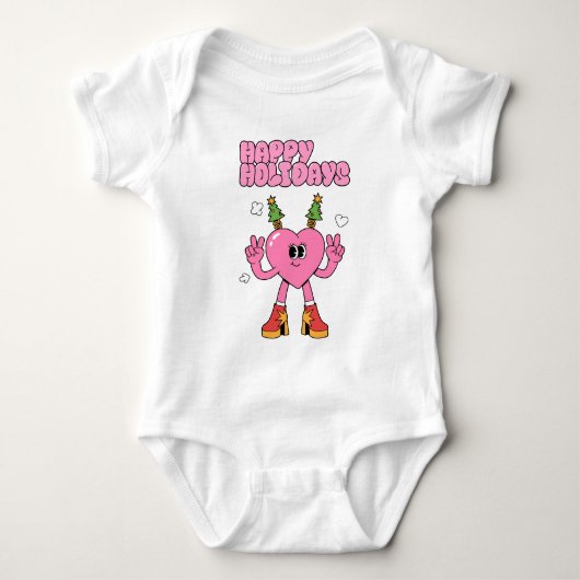 Prettige feestdagen - Groovy Hart van het Seizoen Romper (Voorkant)