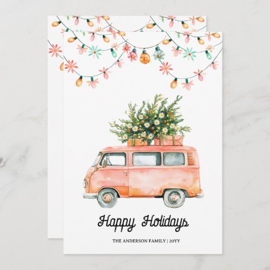 Prettige feestdagen Groovy jaren 70 kerstkaart (Voorkant / Achterkant)