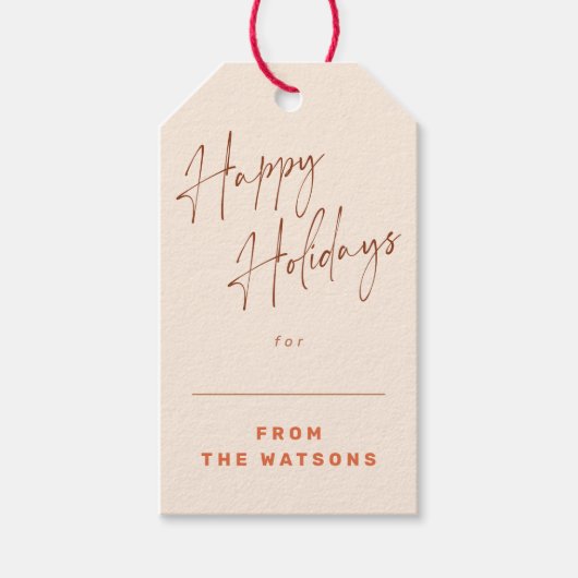 Prettige feestdagen Groovy Retro Cadeaulabel (Voorkant)