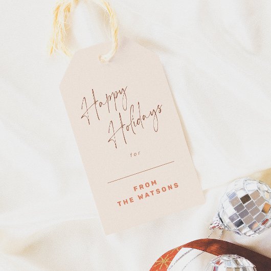 Prettige feestdagen Groovy Retro Cadeaulabel