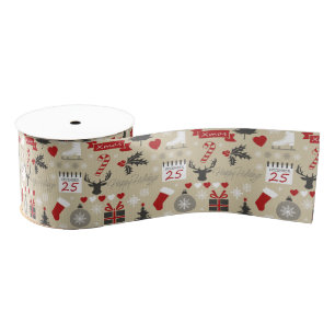 prettige feestdagen grosgrain lint