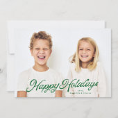 Prettige feestdagen Grote foto groene belettering  Feestdagenkaart (Voorkant)