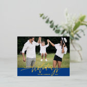 Prettige Feestdagen Grote Foto Kerstbrief Blauw (Staand Voorkant)