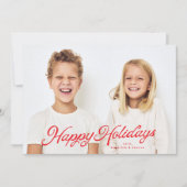 Prettige feestdagen Grote foto rode belettering ov Feestdagenkaart (Voorkant)