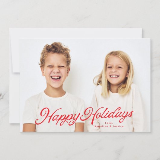 Prettige feestdagen Grote foto rode belettering ov Feestdagenkaart (Voorkant)