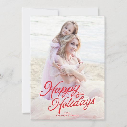 Prettige feestdagen Grote foto rode belettering ov Feestdagenkaart (Voorkant)