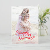 Prettige feestdagen Grote foto rode belettering ov Feestdagenkaart (Staand voorkant)