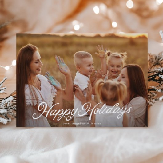 Prettige feestdagen Grote foto witte belettering o Feestdagenkaart