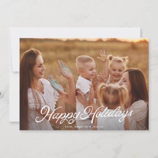 Prettige feestdagen Grote foto witte belettering o Feestdagenkaart (Voorkant)