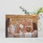 Prettige feestdagen Grote foto witte belettering o Feestdagenkaart (Staand voorkant)