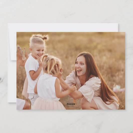 Prettige feestdagen Grote foto witte belettering o Feestdagenkaart (Achterkant)