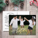 prettige feestdagen grote kerstbriefjes Gold<br><div class="desc">Stuur speciale vakantiewensen met dit feestelijke briefkaart met "prettige feestdagen" in een handgetekende typografie lettertype in echte gouden folie - ingesteld op uw aangepaste foto. Voeg gemakkelijk uw eigen getypte vakantiegroet aan de achterkant toe of schrap de nota om ruimte voor een handgeschreven nota te verlaten. Voeg ook uw retouradres...</div>