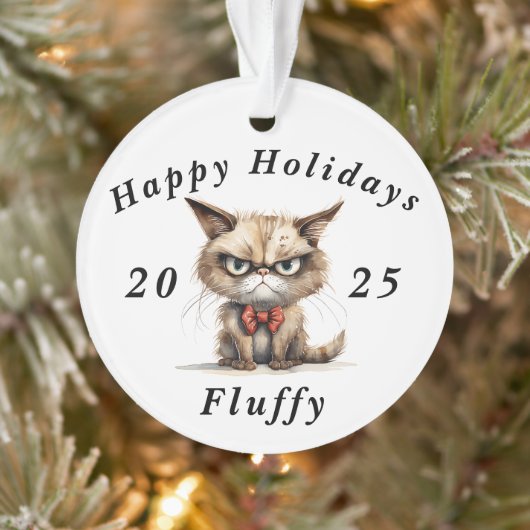 Prettige feestdagen Grumpy Cat sarcastisch Ornament (Boom)