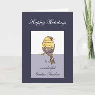 prettige feestdagen Guitar Teacher Music Note Bird