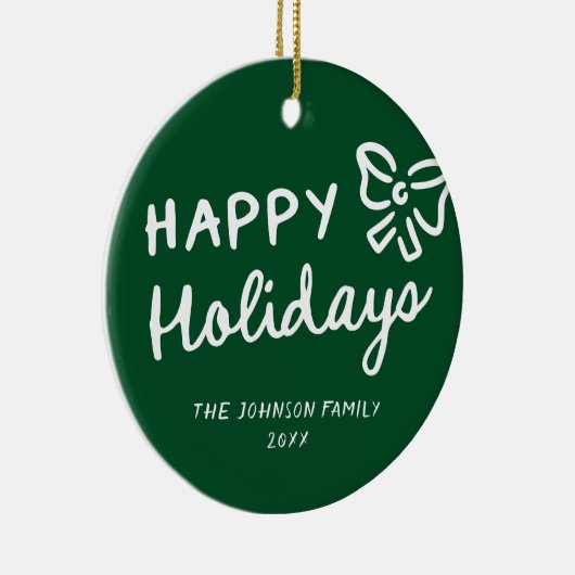 Prettige feestdagen Hand getekend Keramisch Ornament (Rechts)