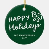Prettige feestdagen Hand getekend Keramisch Ornament (Voorkant)