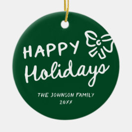 Prettige feestdagen Hand getekend Keramisch Ornament