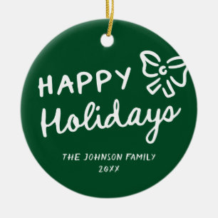 Prettige feestdagen Hand getekend Keramisch Ornament