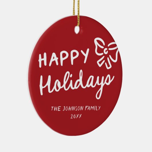 Prettige feestdagen Hand getekend Keramisch Ornament (Rechts)