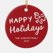 Prettige feestdagen Hand getekend Keramisch Ornament (Voorkant)