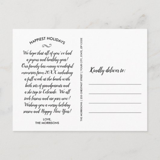 prettige feestdagen hand getekende afbeelding 2 briefkaart (Achterkant)