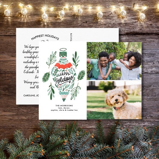 prettige feestdagen hand getekende afbeelding 2 briefkaart